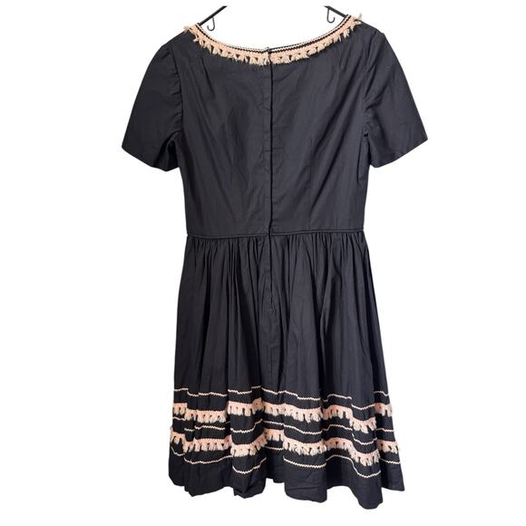 VTG Retro Unbranded Black summer fit flare dress with pink tassel trim medium - Picture 5 of 16